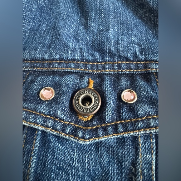 Old Navy Classic Blue Jean Jacket with pink jewels XL - Picture 4 of 7